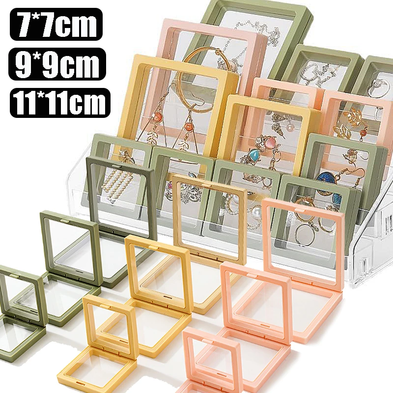 

PE Film Transparent Jewelry Storage Frame Anti-oxidation Dustproof Ins Simple Box Necklace Earring Ring Portable Display Boxes