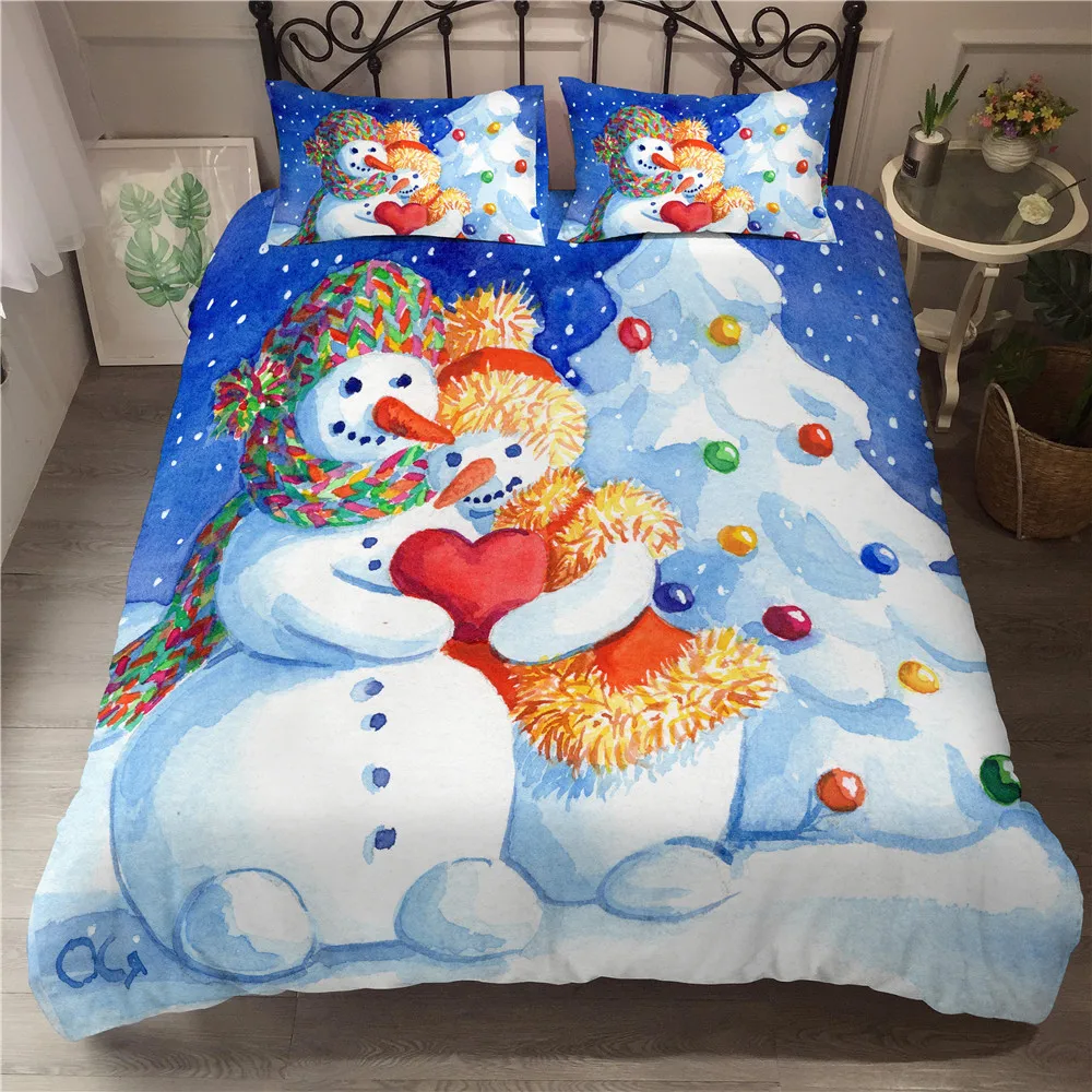 

Christmas Snowman Duvet Cover Pillowcase Children Home Decor Bedding Set Single Queen King Polyester Duvet Cover