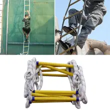 Emergency Escape Ladder Soft Rope Flame Resistant Portable with Hooks Kids Adults for Outdoor Aerial Work Engineering 300CM