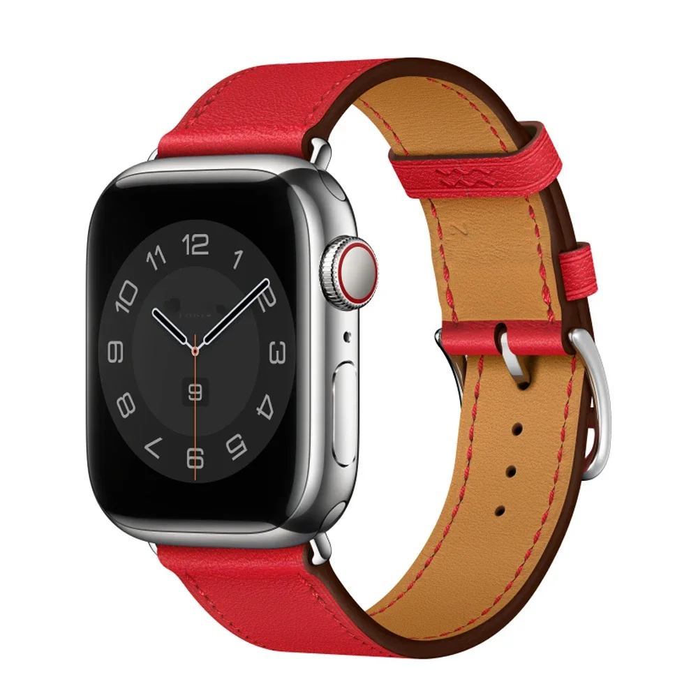 Фото Ремешок из натуральной кожи для Apple Watch 49 мм, 46 мм, 45 мм, 41 мм, 44 мм, 42 мм, 40 мм, мужской/женский браслет, ремешок на запястье, Ultra 10, 9, 8, 7, 6, 5, 4, 3, SE №4