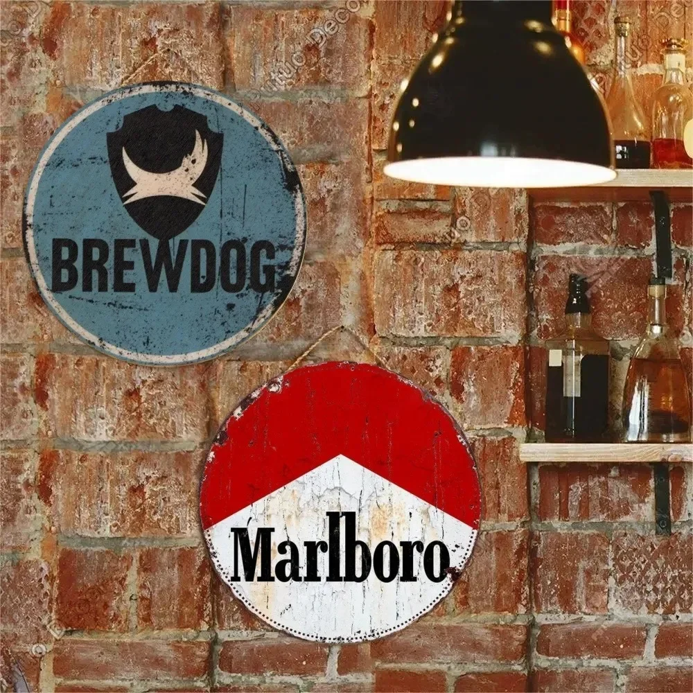 Круглая металлическая деревянная вывеска пива в стиле ретро постер Настенная