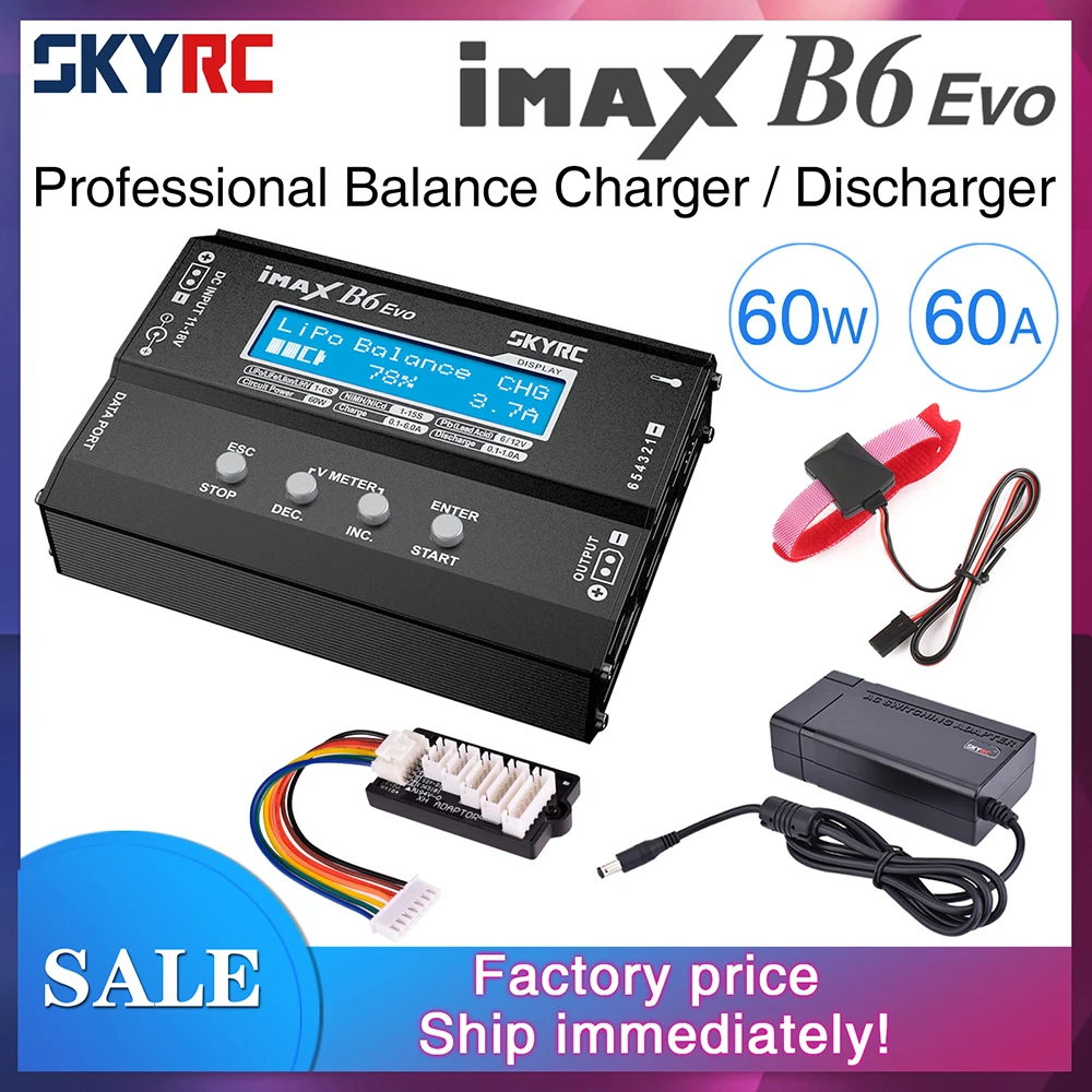 SKYRC IMAX B6 EVO 6A 60W Balance Charger Discharger w/Bluetooth + 12V 5A Adapter Bluetooth Dongle For NiMH NiCD Lipo Battery