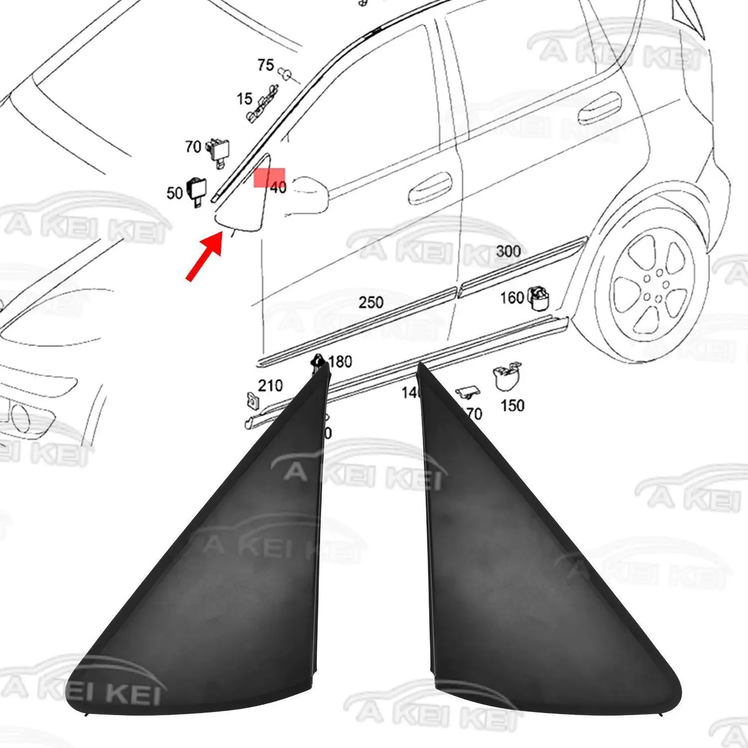 Фото A1696900187 Накладка на треугольную часть зеркала заднего вида для Mercedes-Benz A-Class W169 2004-2012, декоративная накладка на панель дверного зеркала A1696900287 №3