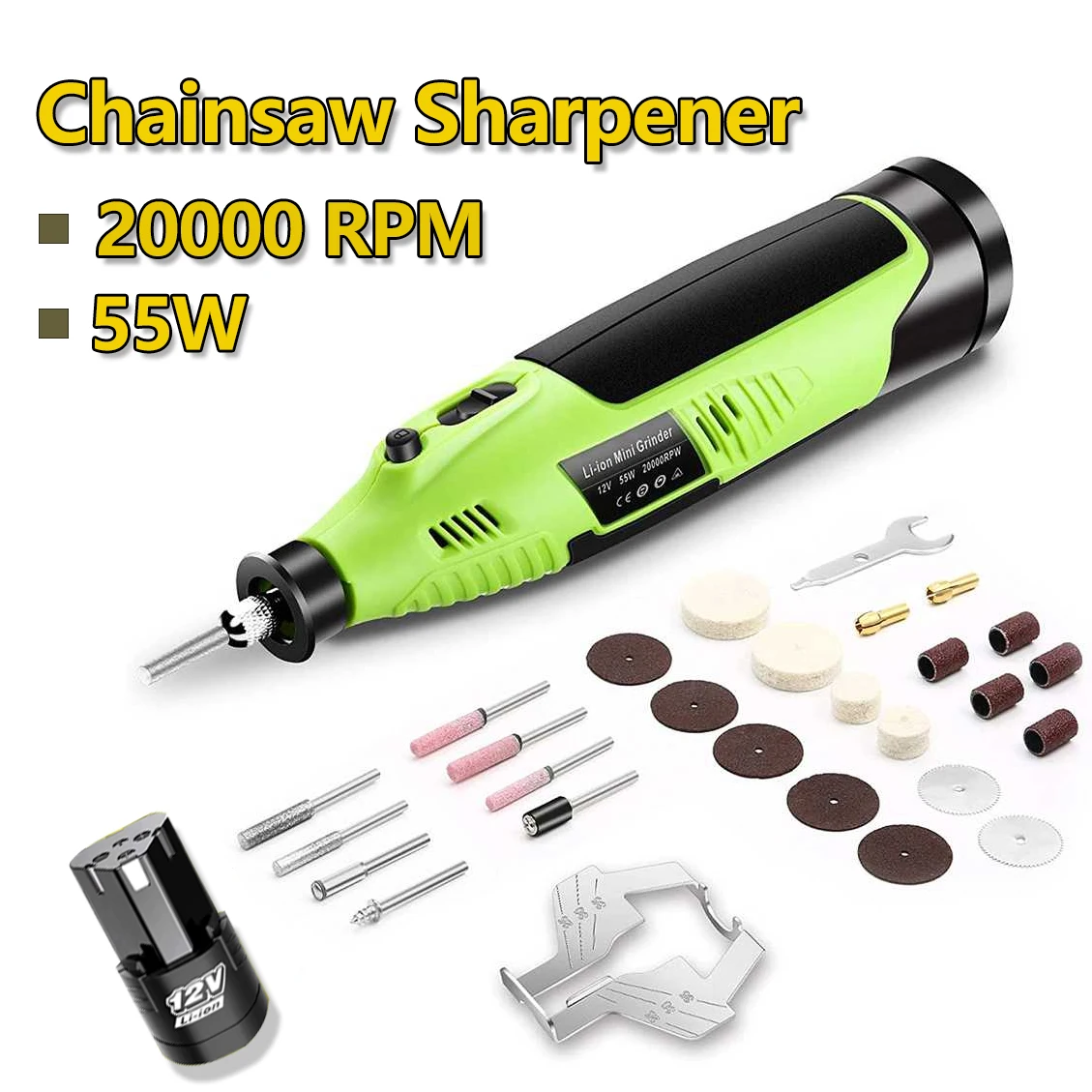 Electric Chainsaw Sharpening Kit 55W 20000rpm Power Grinder Sharpener Polishing Attachment Set Saw Chain Tool Drill