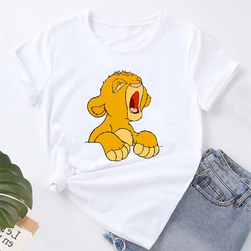 Футболка женская с принтом короля льва Повседневная Свободная белая рубашка