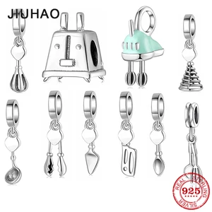 Кухонная утварь, Стерлинговое Серебро 925 пробы, лопатка для блинчиков, шпатель, подвески, шармы, подходят для оригинального дизайнерского браслета, изготовление ювелирных изделий