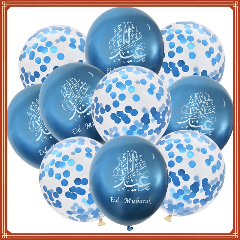 

Eid Mubarak Chrome Balloons Confetti Latex Ballon Ramadan Kareem Eid Party Decoration Muslim Islamic Festival Supplies