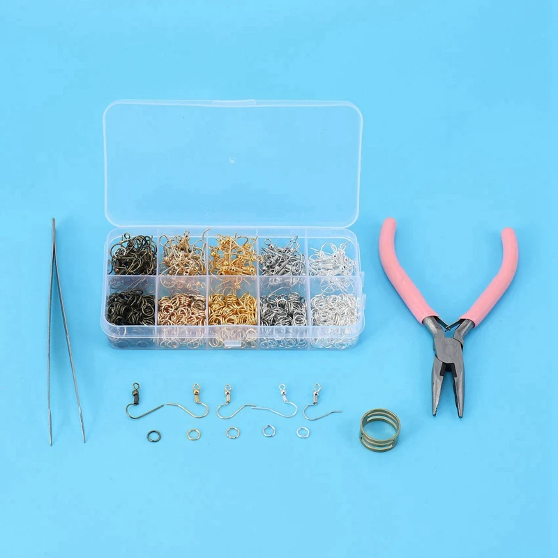 3384 Pieces Earring Making Supplies Kit With Earring Hooks, Jump Rings, Pliers, Tweezers, Jump Ring Opener