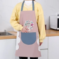 kitchen aprons for women men waterproof household baking cooking korean style apron bib oil proof with hand wipe towels pocket