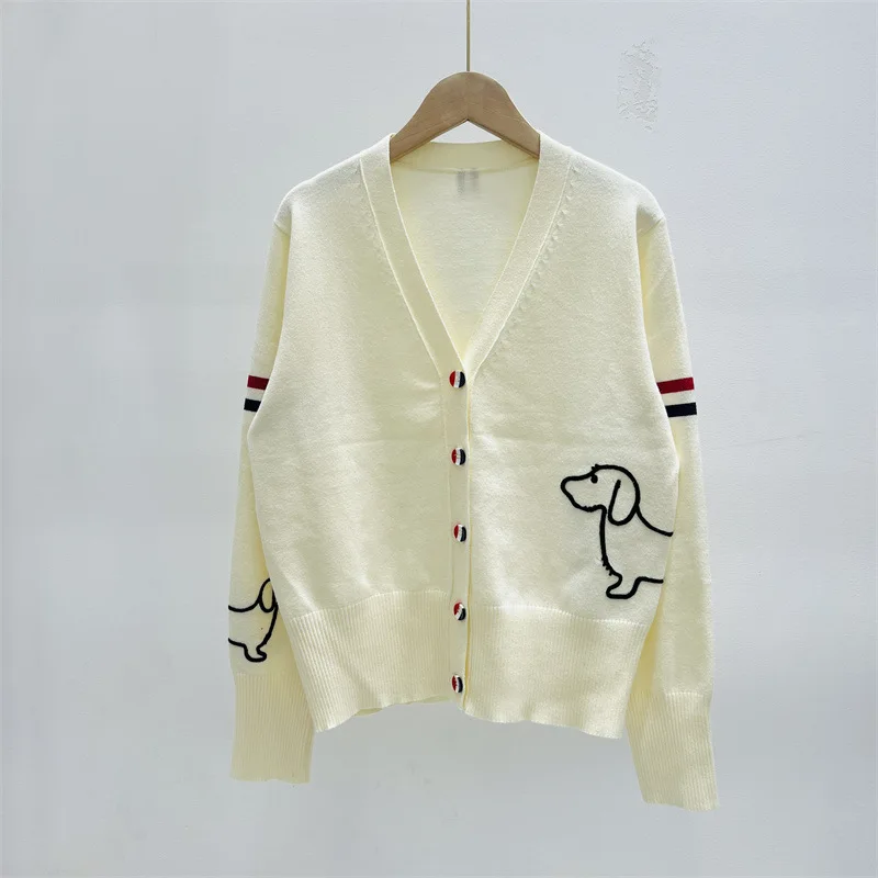 Вязаный свитер новый кардиган с v-образным вырезом в студенческом стиле двойными