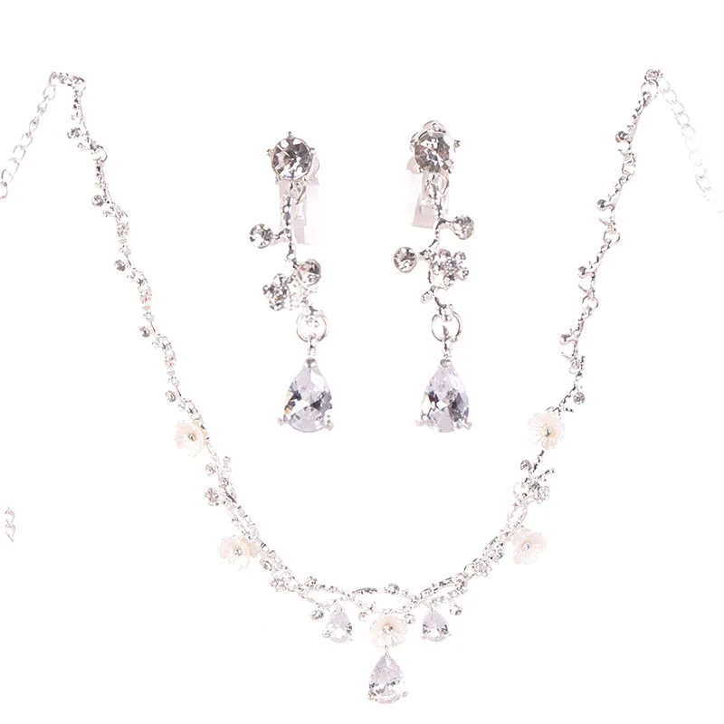 

Luxury Crystal Bridal Jewelry Sets Wedding Cubic Zircon Crown Tiaras Earring Choker Necklace Rhinestone Jewelry Set NA