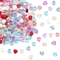 100pcs glass spacer beads heart shape charms transparent rainbow color beads for bracelet jewelry making diy accessories 6x6x4mm