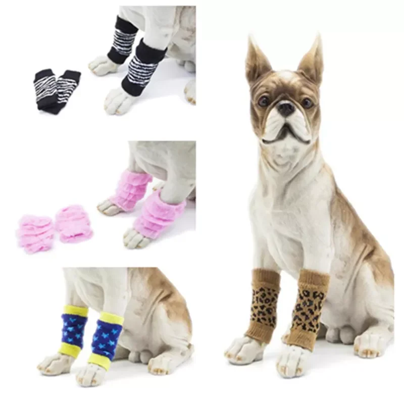 

4Pcs/Set New Pet Socks Cover Joint Protection Dog Cat Warm Knee Protector Anti-Skid Leggings Pet leg Winter Warmer Pet Supplies