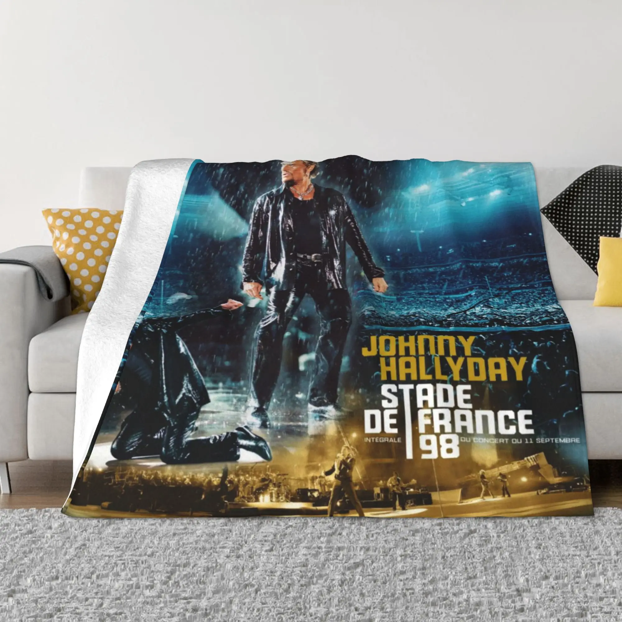 

Johnny Hallyday Flannel Blanket 3D Printed For Beds Gathering Thick Fashionable Bedspread Bedroom Living Room Warm Blanket Style
