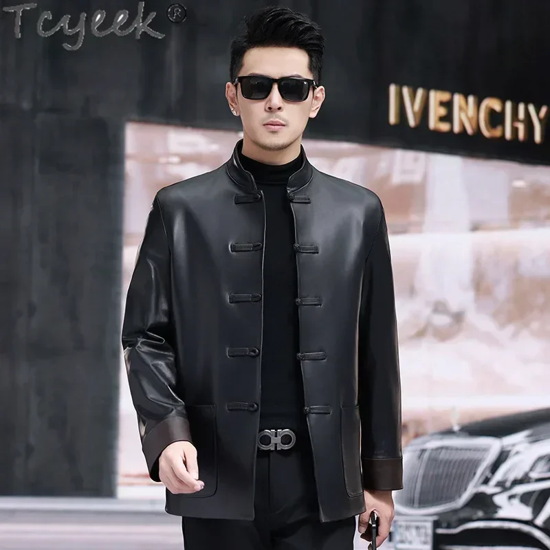 Tcyeek мужская куртка из натуральной кожи весенне-осенняя одежда 2024 деловая