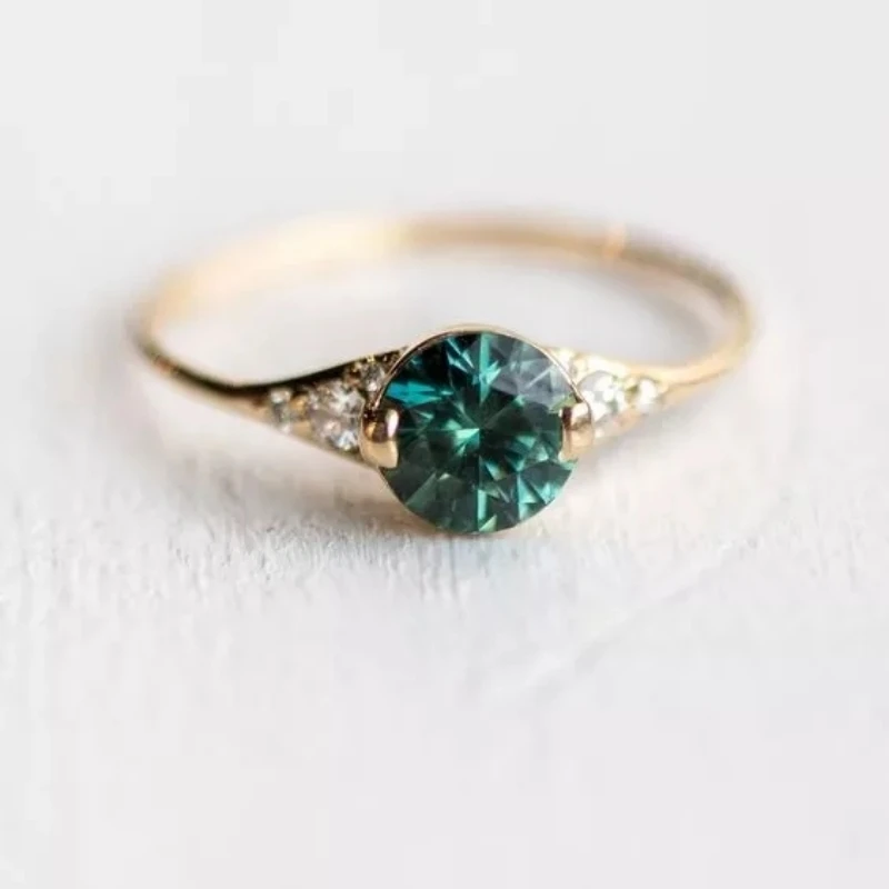 

Женское кольцо, уникальный дизайн, роскошное золотистое кольцо с зеленым цирконом, свадебная бижутерия, обручальное кольцо, аксессуары, подарок