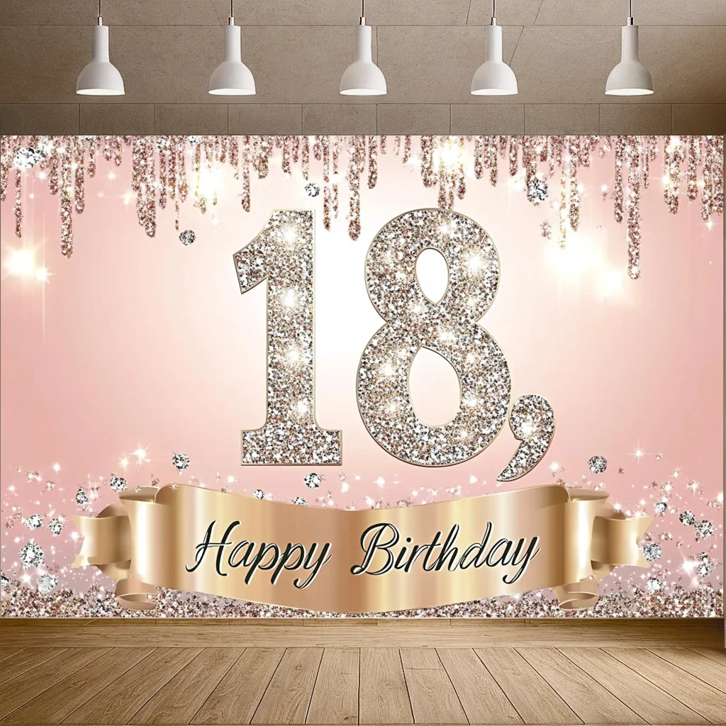 Милые золотые фоны на 18-й день рождения для девочек и мальчиков 18 лет, фон для украшения дня рождения, реквизит, баннер, плакат, фото (art.: 3920d2c819ed4) - 3920d2c819ed4
