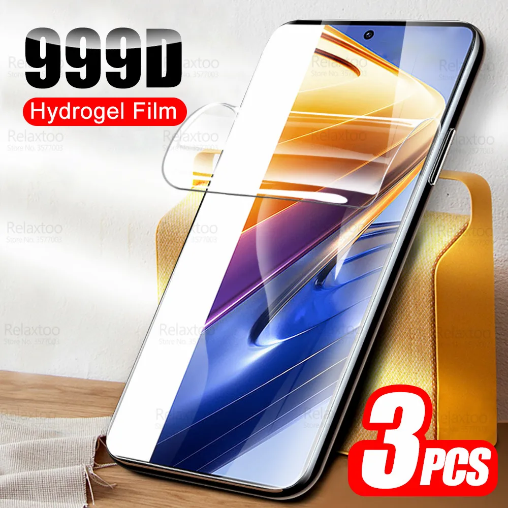 

Для Xiaomi Poco F4 GT 5G Гидрогелевая пленка 3 шт. 999D изогнутые защитные экраны PocoF4 GT Poko Little F 4 FT4GT NFC не закаленное стекло