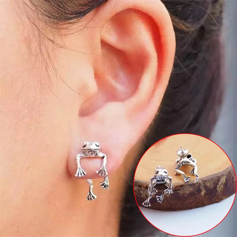 

Retro Cute Frog Stud Earrings For Women Girls Funny Animal Ear Studs Statement Earring Ear Piercing Female Charm Jewelry Gifts