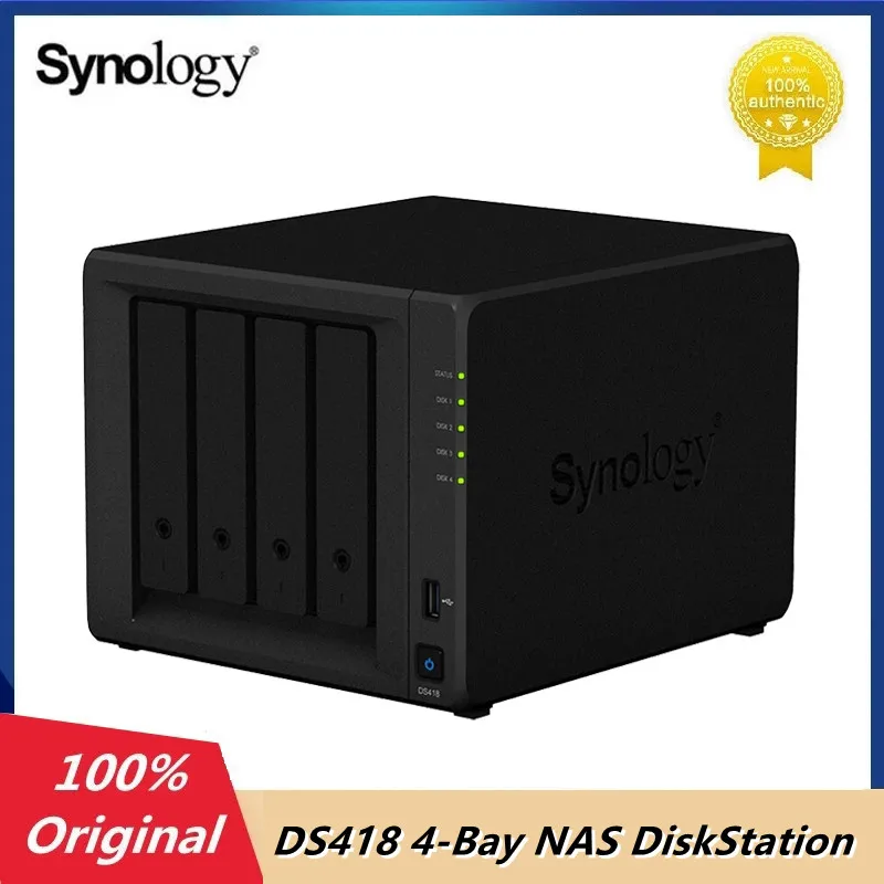 Original Synology DS418 NAS 4 Bays DiskStation Enclosure Network Cloud Storage Server Quad-Core 1.4GHz 2GB DDR4 (Diskless)