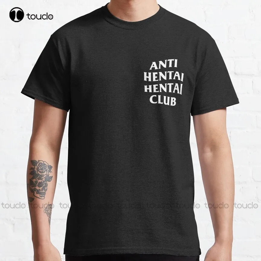 

Классическая футболка с принтом Anti Hentai Club, футболка для тренировок на заказ, футболка в стиле унисекс для подростков с цифровой печатью, мод...