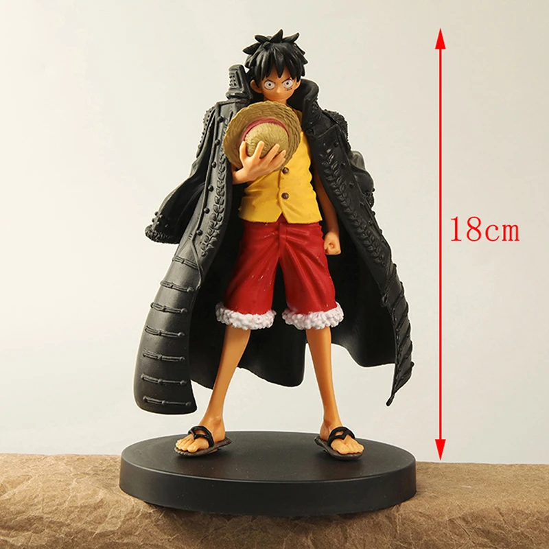 18cm One Piece Anime Set Monkey D Luffy Wano Country Cloak Straw Hat Luffy Model PVC Action Figure Toy Animation Car Accessories images - 6