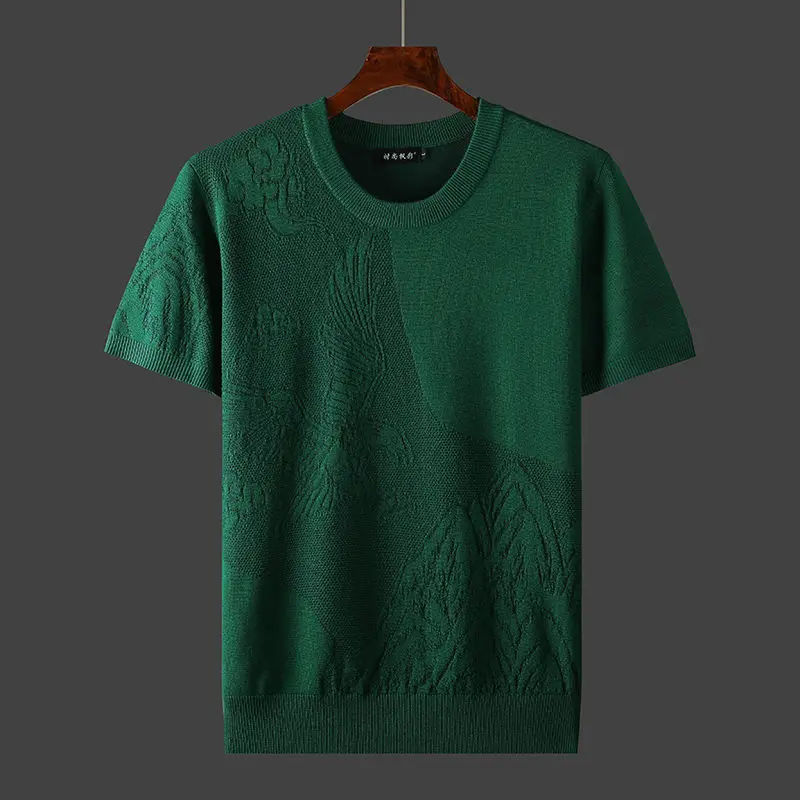 

2022 Spring Autumn Men's New Short Sleeve Knitwear Tees Male Size Casual Camouflage Tops Men O-neck Sweater T-shirt W932