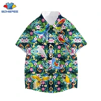 animal parrot tropical hawaiian shirt summer new arrival shirts 2022 print short sleeve top casual leaves flowers beach shirt