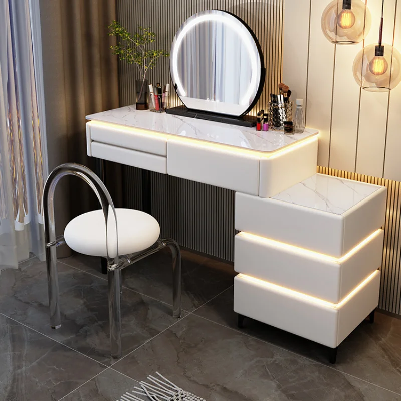 

Solid Wood Rock Board Dressing Table Cream Style Solid Wood Bucket Modern Simple Storage Cabinet Integrated Makeup Tables Girls