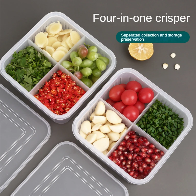

Refrigerator Sealed Fresh-Keeping Box Fruit Grains Meat Freezing Organizer Kitchen Plastic Food Storage Case Container Lunch Box