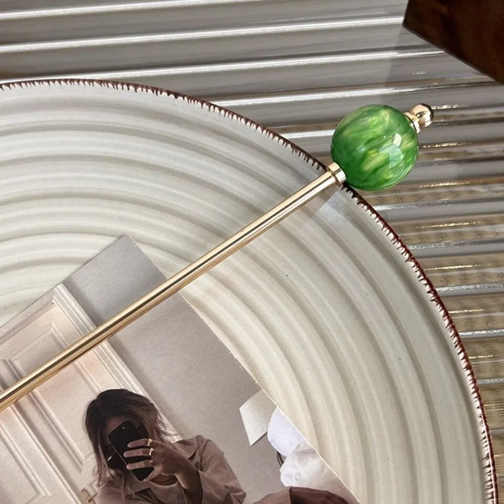 Металлическая шпилька для волос в современном китайском стиле с круглым шариком