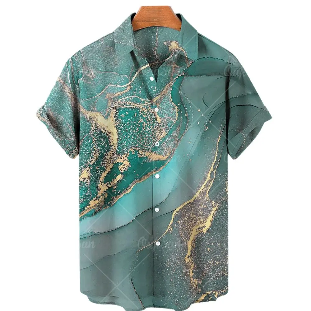 Unisex Shirt 2022 Cool Abstract Rendering Tie Dye 3d Print Hawaiian Shirts Retro Men's Shirt Casual Short Sleeve Breathable Top