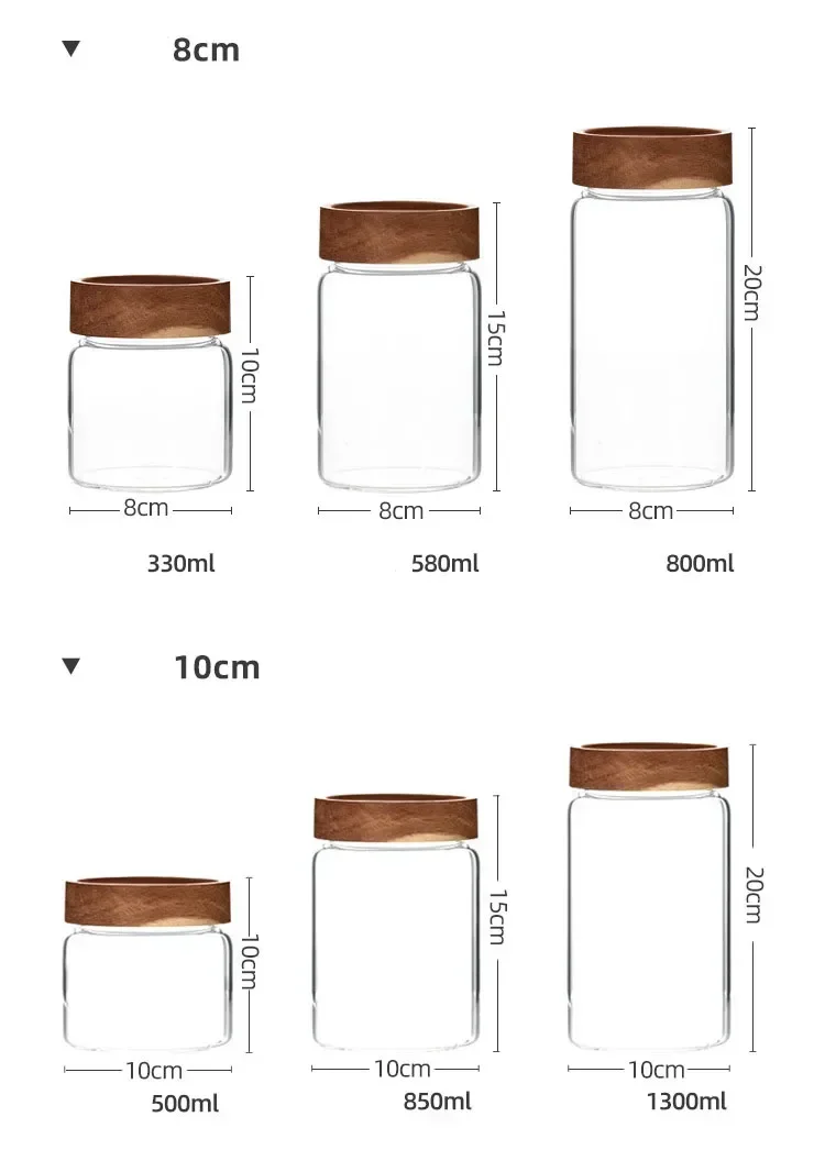 

Lid Food Tea Jar With Household Wood Kitchen Storage Bottles Glass Grains Jar Japanese Beans Coffee Sealed Grade Storage