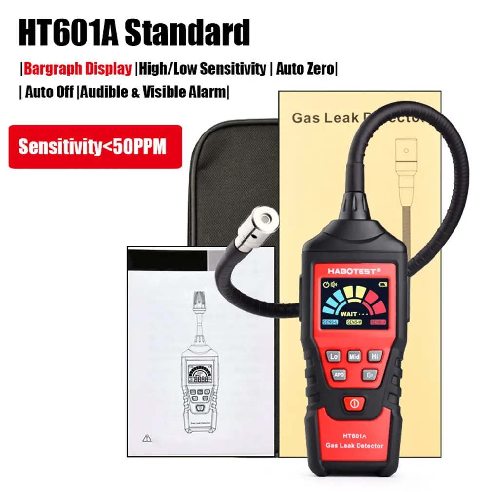 

2023 Gas Leak Detector HABOTEST HT601A Flammable Combustible Natural Gas Leak Location Determine Meter Analyzer Sound Alarm