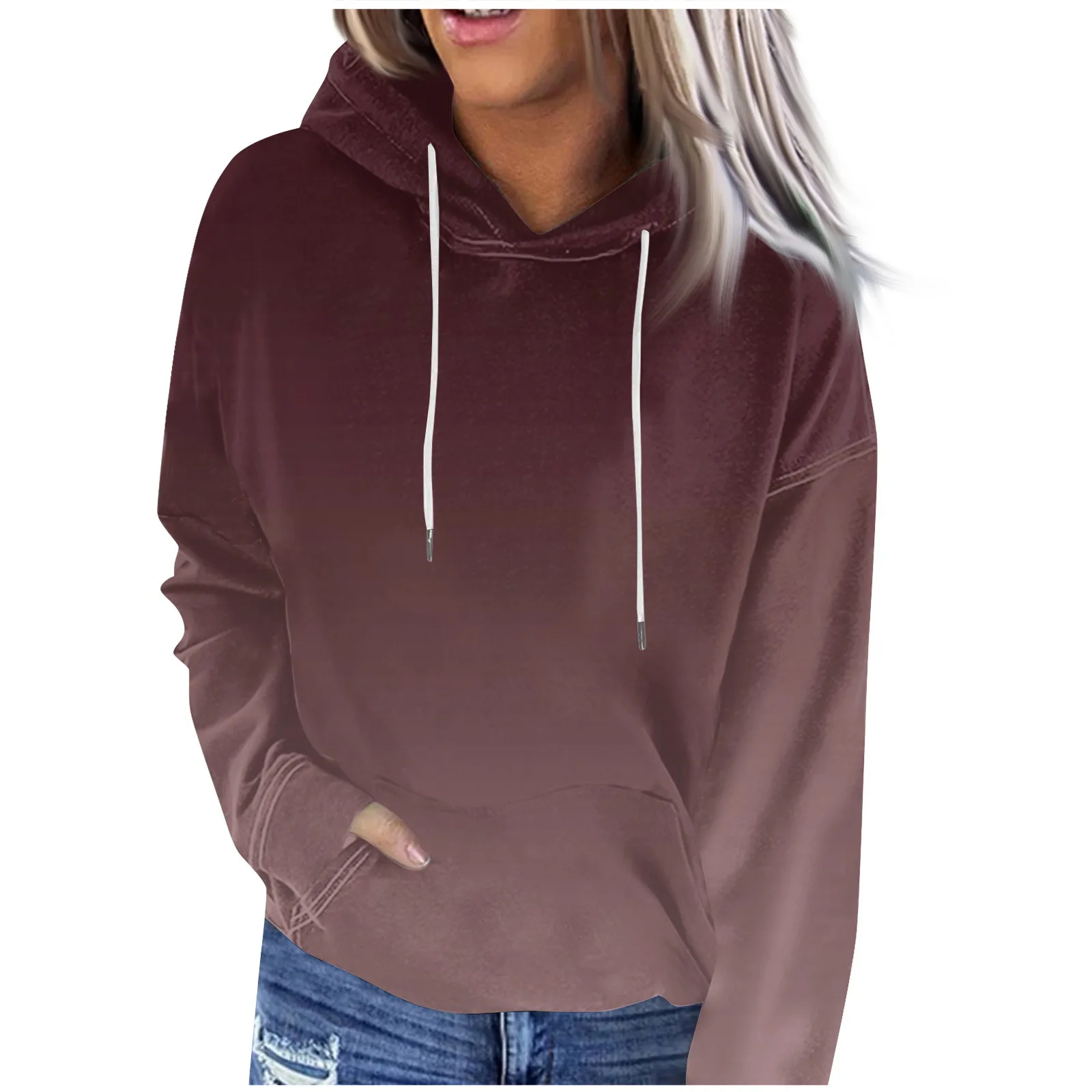 

Зимняя женская Повседневная модная Толстовка на шнурке с длинным рукавом и принтом Y2k, пуловер с капюшоном, однотонные толстовки, 국 동동문 문 류