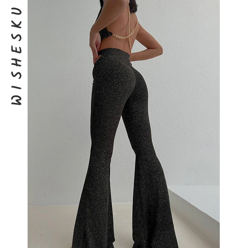 

Женские расклешенные брюки с высокой талией, винтажные облегающие эластичные брюки с вырезами, одежда в стиле Харадзюку на весну и осень 2023