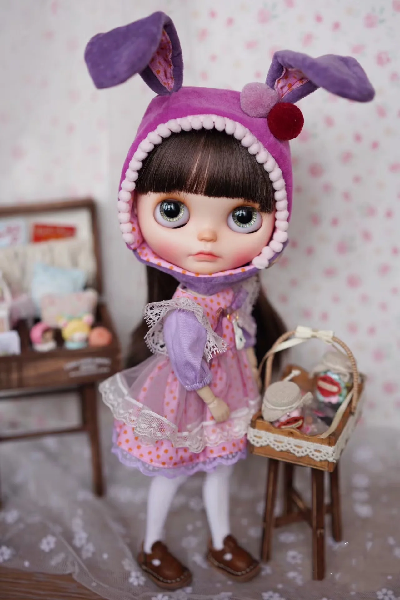 

Женская одежда, фиолетовое платье с юбкой в виде кролика, 1/6, 30 см, куклы (подходит для Pullip,Ob24,、 Licca)