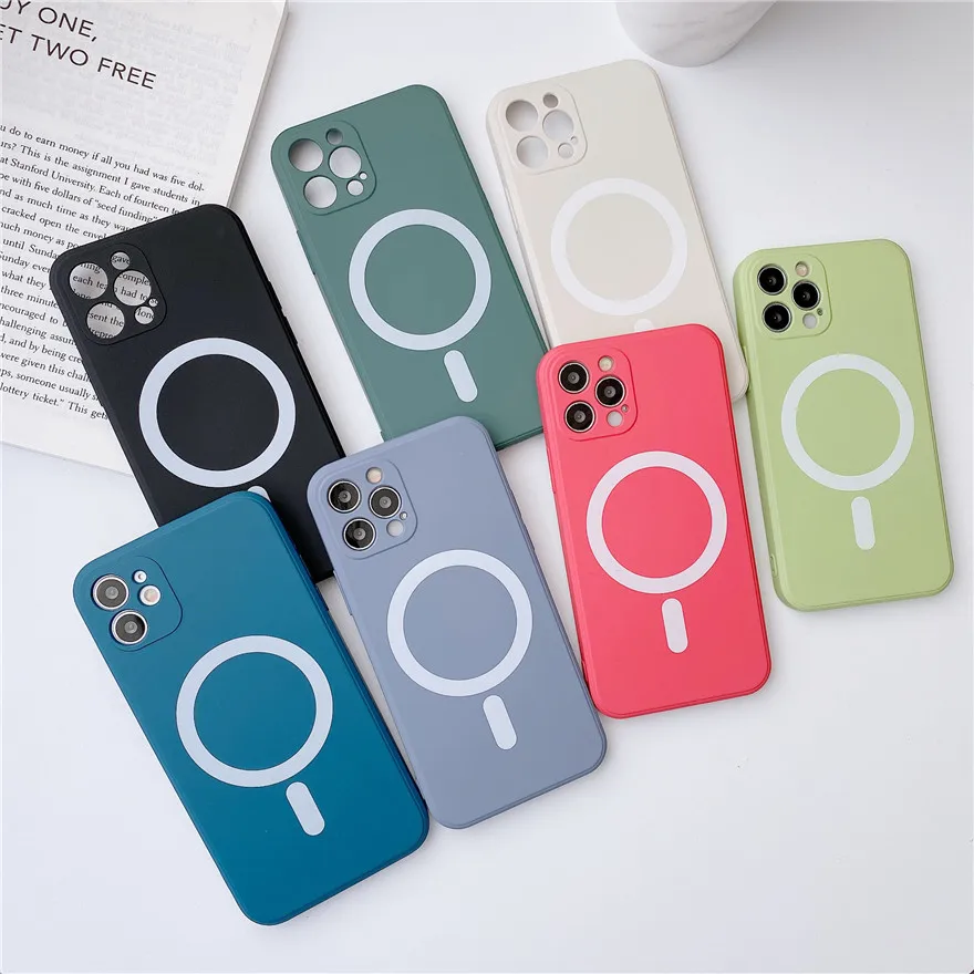 Liquid Silicone Magnet Macsafe Case for IPhone 11 12 13 Pro Max Mini XS XR X 7 8 Plus SE 2 Wireless Charger Mac Safe Soft Cover