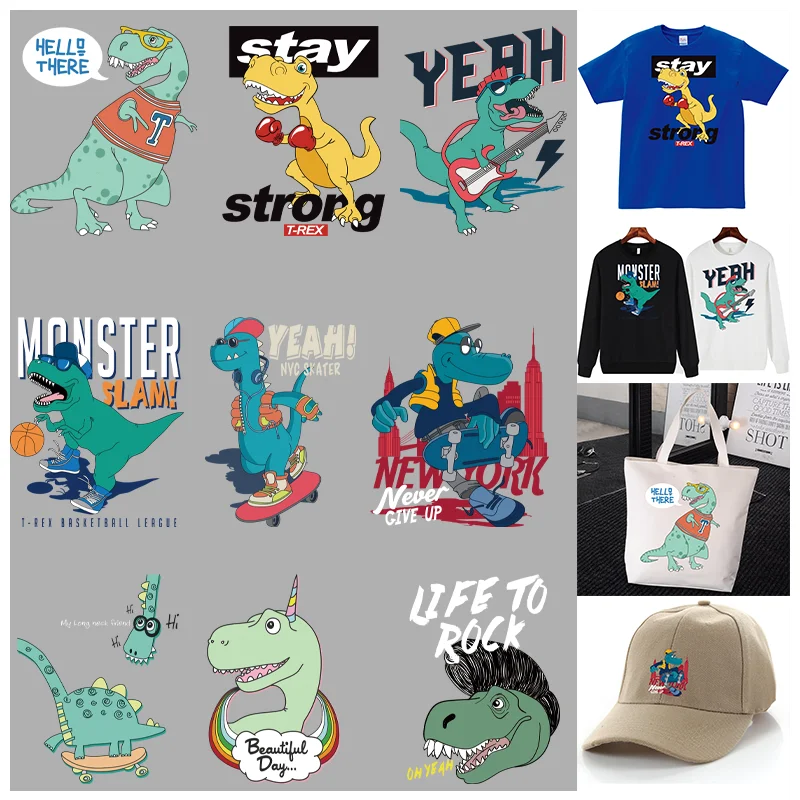 Мультяшный милый рисунок маленького динозавра аппликации для глажки одежды