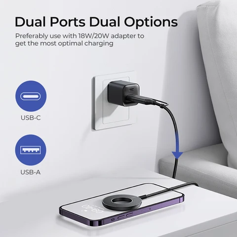 Магнитное беспроводное зарядное устройство Joyroom, максимальная быстрая беспроводная зарядка 15 Вт, совместимая с iPhone 16 15, работает с зарядными устройствами USB-A и USB-C