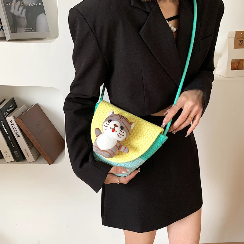 Weave Women's Bag 2022 Trend Summer Cossbody Bags For Women Woman Shoulder Bag Cute Tiger Designer Clutch Messenger Satchel