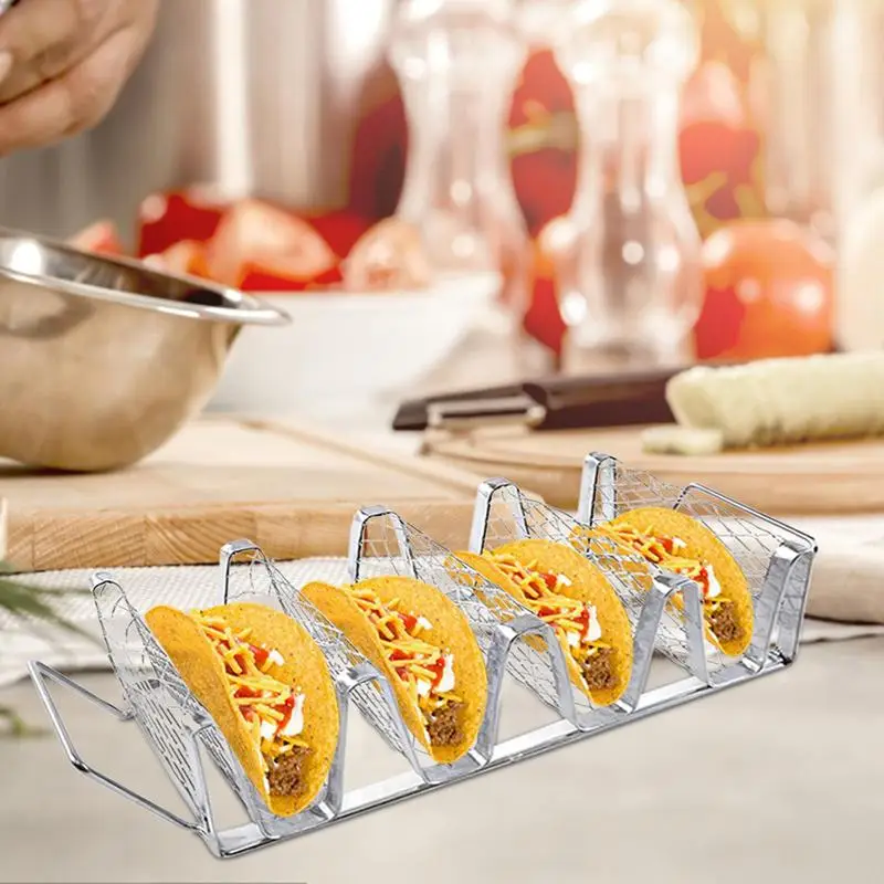 

Taco Holder Stand Food Grade Stainless Steel Taco Rack Dishwasher Safe Taco Maker For Soft Hard Shell Burritos Sandwiches