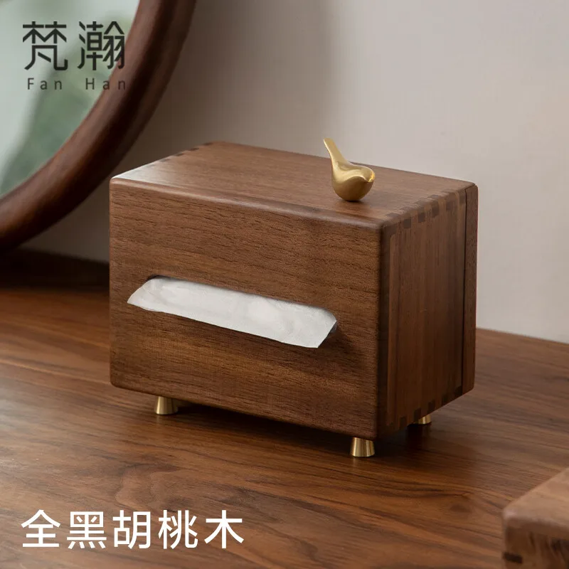 

Bird Tissue Box Black Walnut Tissue Box Light Luxury High-end Pumping Tissue Box Restaurant Creative Tissue Box