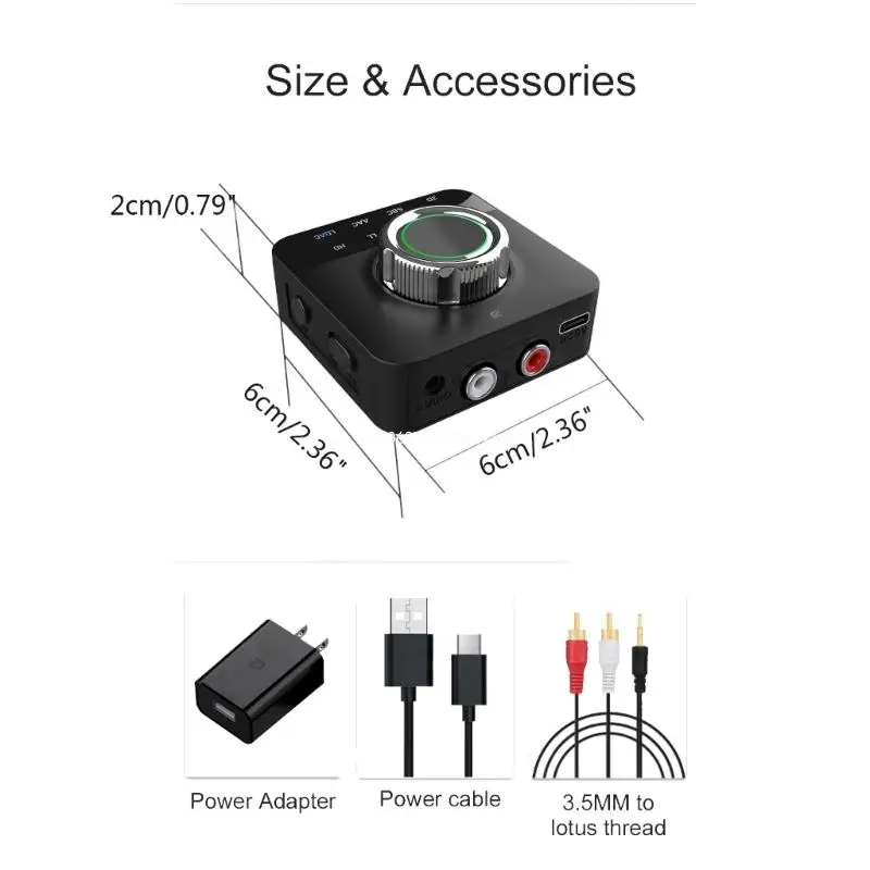 LDAC Bluetooth-совместимый аудиоресивер 5.0 с MicRCA3 5 ммAux 3DStereo Music aptX Беспроводной адаптер