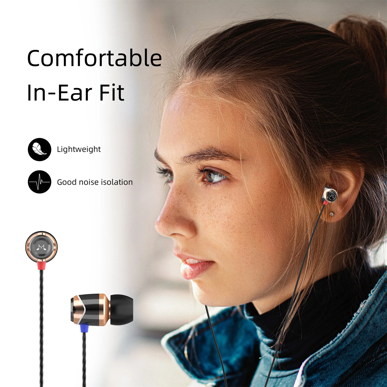 Фото Оригинальные Проводные Hi-Fi стереонаушники SoundMAGIC E10, наушники с хорошим шумоизоляцией, удобные наушники-вкладыши золотого цвета №4