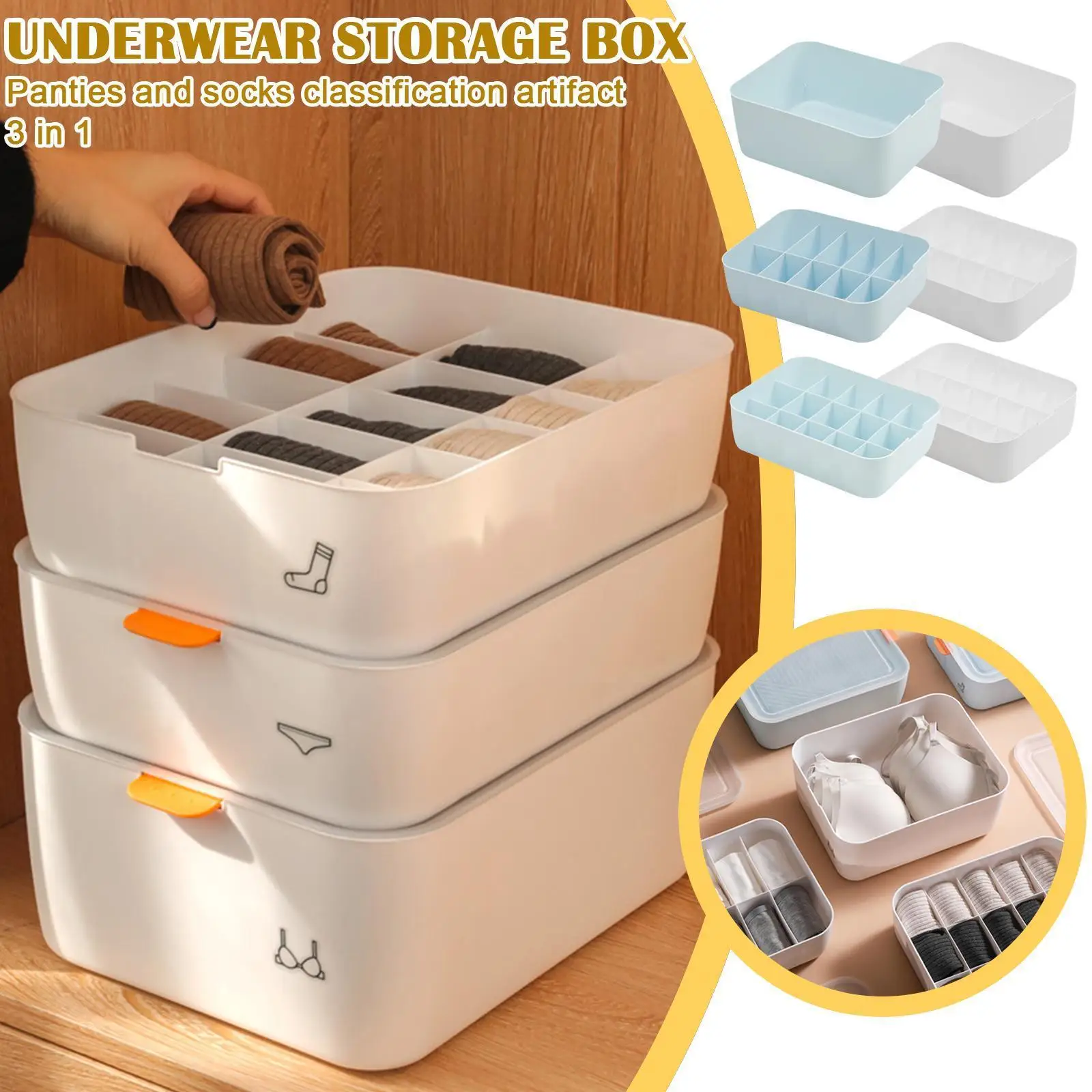 

1Grid/ 10Grid/15Grid Underwear Storage Box Household Dormitory Bedroom Plastic Closet Drawer Organizer for Bra Socks Makeup G8W8