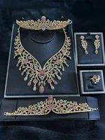 hibride big luxury 5pcs aaa cubic zirconia jewelry sets for women bridal wedding accessories flower design fashion jewelry n 926