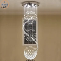 spiral design crystal ceiling chandelier led for living room villa hotel lobby stairs decor pendant lamp for foyer entryway