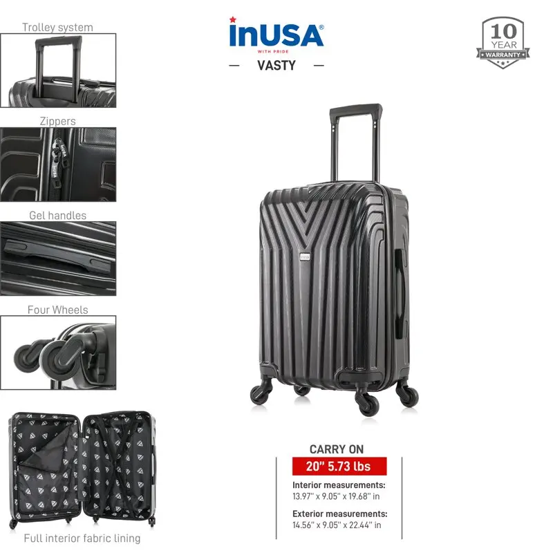 Vasty Lightweight Hardside Spinner 20 inch Carry-On Black