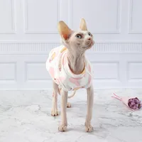 Sphinx Devon Cat Clothes 100% Cotton Knitted Breathable Small Dog Clothes Anti-allergy Armless Clothes Spring And Summer